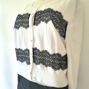 Karl Lagerfeld Paris Black Lace Crop Sweater Size L